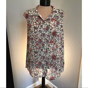 H&M Sleeveless Floral Button Down Top size 12 (L)